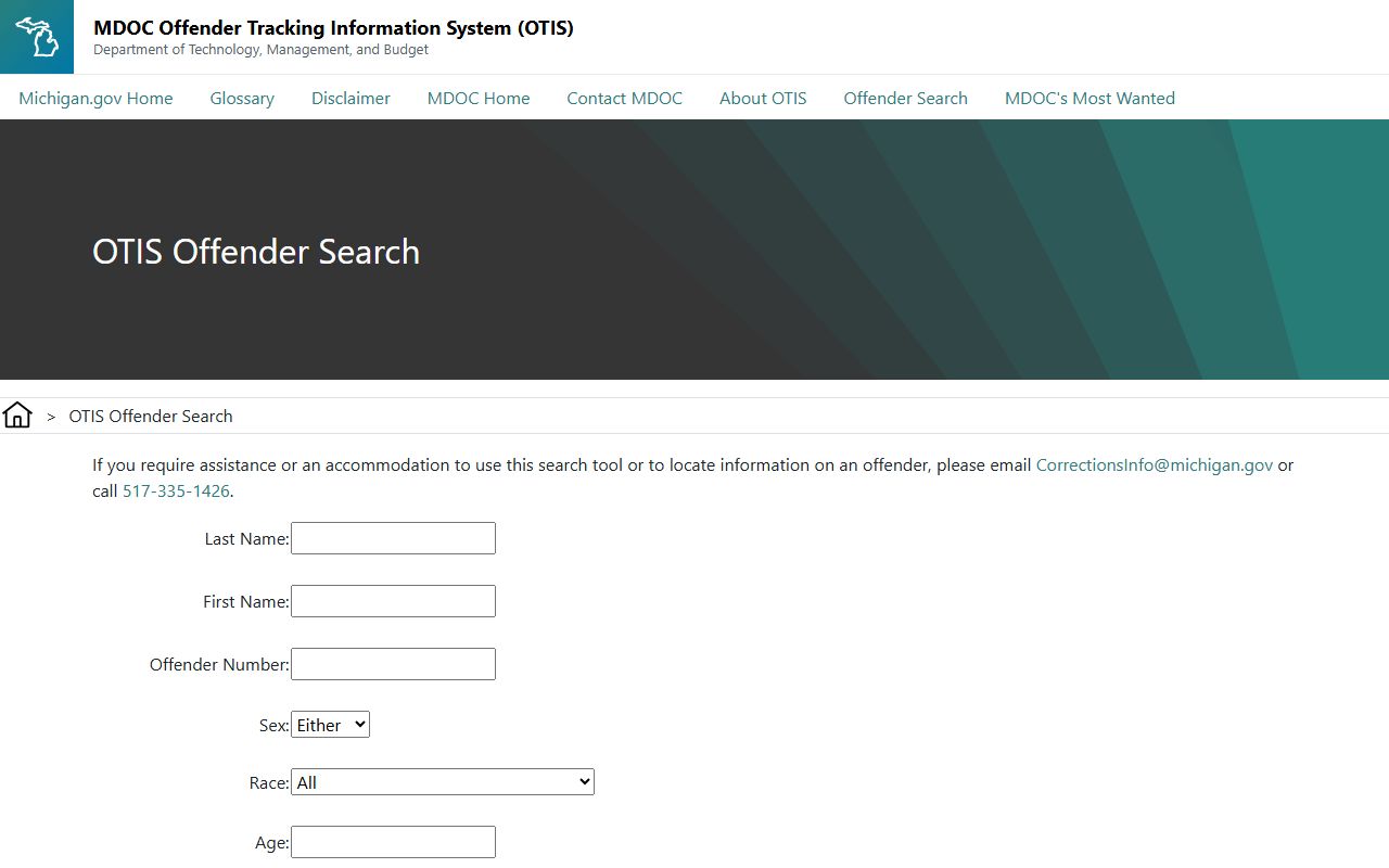 MDOC OTIS search for Mackinac County sentenced inmate lookup